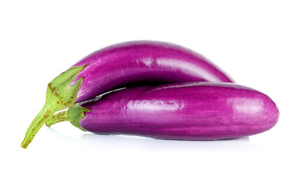 Purple eggplant isolated on the white background