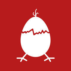 Hand-drawn cracked easter egg with bird arms and crest.