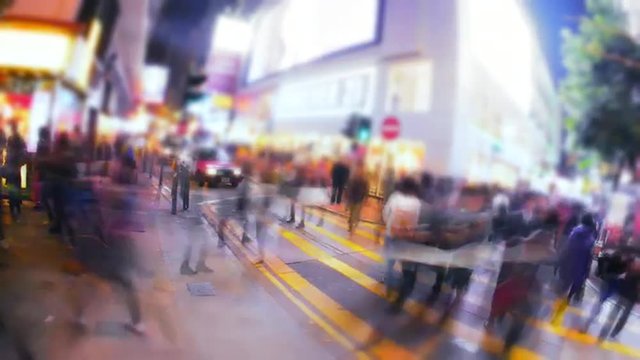 Asian city busy street rush conceptual background with blur camera effect