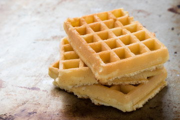 waffles on steel plate