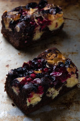 fruit cake on steel plate
