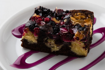 fruit cake on white plate