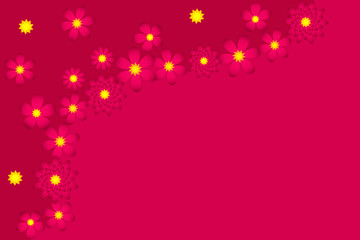 Pink-red background with flowers.
Floral background. Can be used as standalone picture or for decorating postcards, greating cards, invitations to springtime holidays.