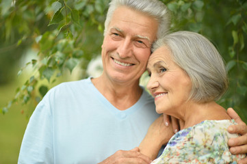 mature couple   in summer park