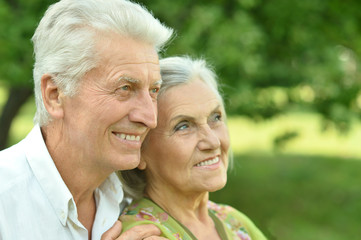 mature couple   in summer park