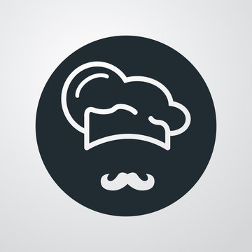 Icono plano gorro de cocinero y bigote sobre fondo degradado #2