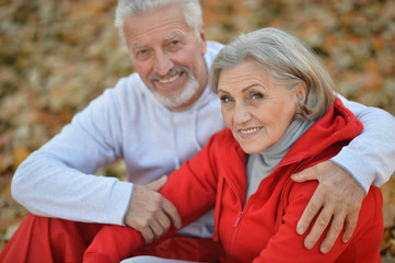 Senior couple in autumn park