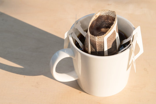 drip coffee with white mug