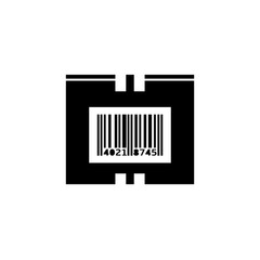 Box with barcode vector icon
