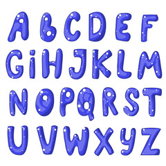 Cute cartoon english blue alphabet