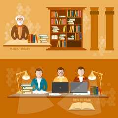 Public Library students reading books