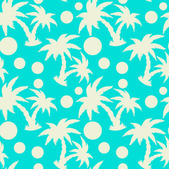 Fototapeta na wymiar Seamless pattern with palm trees and circles 