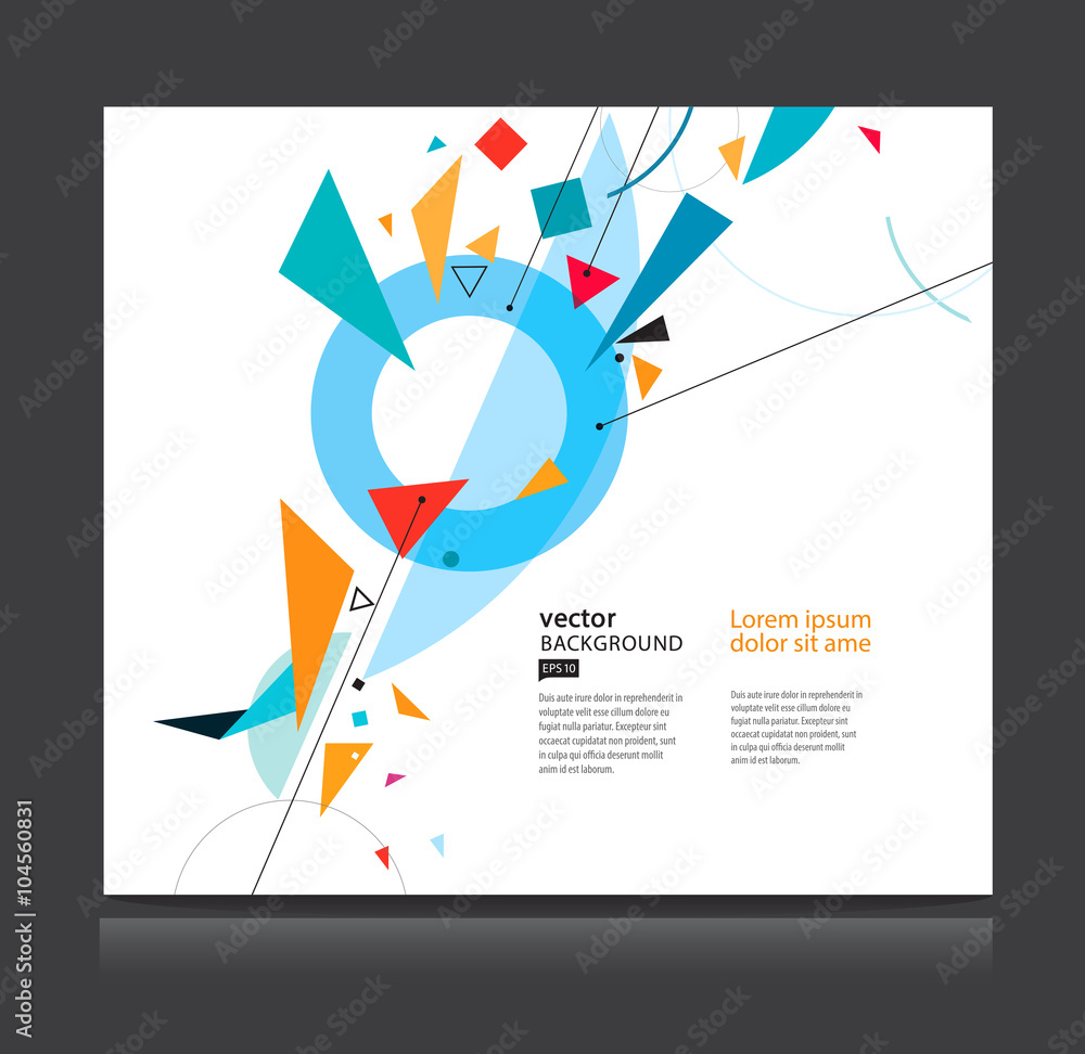 Poster abstract background. geometric composition colorful triangles and circles isolated on white. stock-v