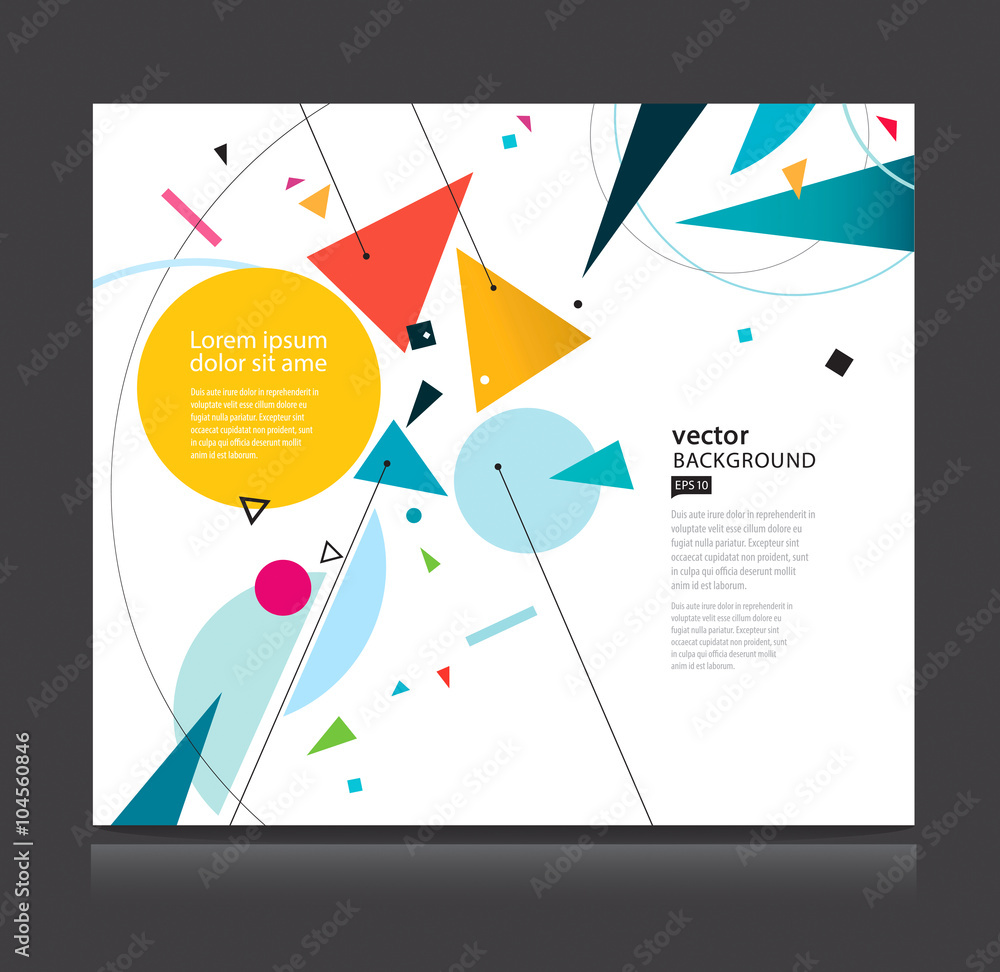 Poster abstract background. geometric composition colorful triangles and circles isolated on white. stock-v