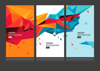 vector set, abstract geometric creative background. red, yellow, blue triangles. eps 10