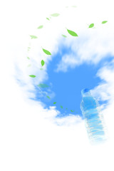 ペットボトルと青空と若葉