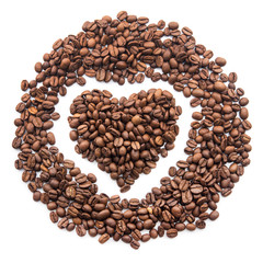 heart coffee grains