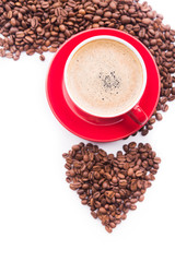 Hot cappuccino with milk frothy