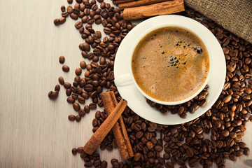 Coffee cup with bean
