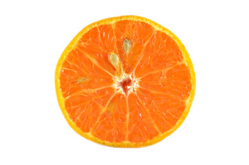 Half of orange on white background