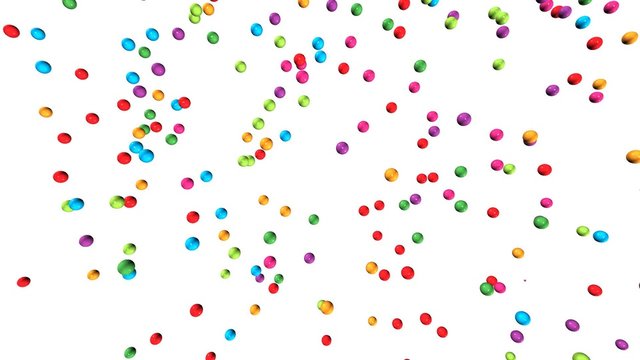 3D: Farbenfroher Perlen-Regen vor weißem Hintergrund – Film, Video, Animation
