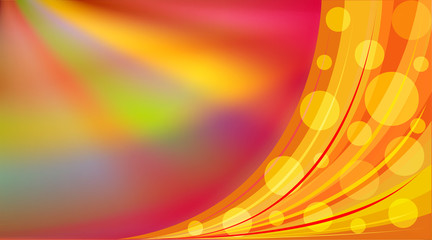 Bright orange background. Abstract colorful illustration with circles