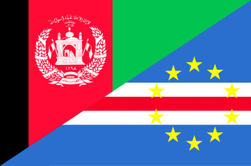 Waving flag of Cape Verde and Afghanistan 