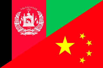 Waving flag of China and Afghanistan 