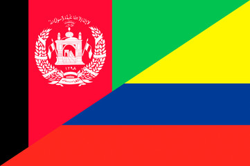 Waving flag of Colombia and Afghanistan 