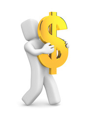 Person carry gold Dollar symbol