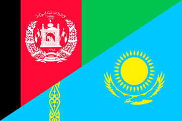 Waving flag of Kazakhstan and Afghanistan 