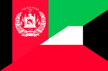 Waving flag of Kuwait and Afghanistan 