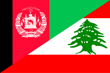 Waving flag of Lebanon and Afghanistan 