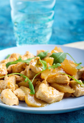 Chicken breast, pear and rocket warm salad