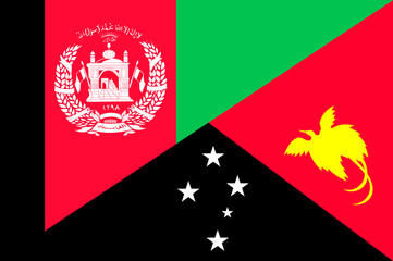 Waving flag of Papua New Guinea and Afghanistan 