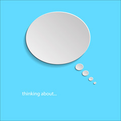 Thinking about  paper bubble icon on blue background
