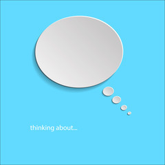 Thinking about  paper bubble icon on blue background