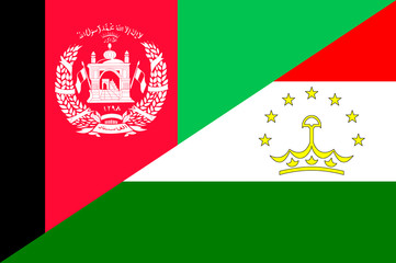 Waving flag of Tajikistan and Afghanistan 