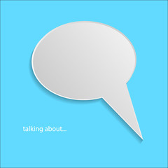 Talking about  paper bubble icon on blue background