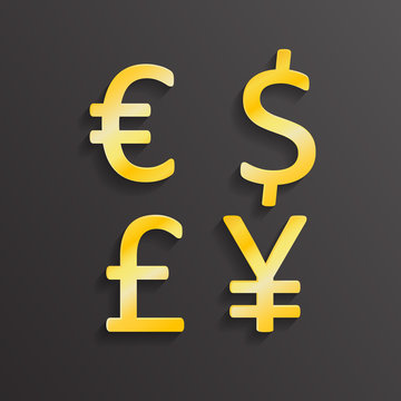 Gold currency symbols  