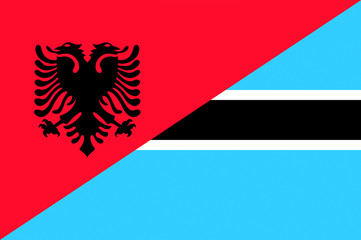 Waving flag of Botswana and Albania 