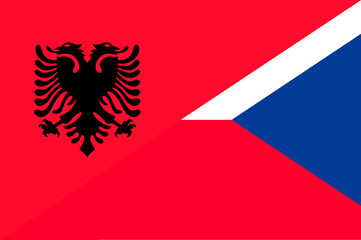 Waving flag of Czech Republic and Albania 