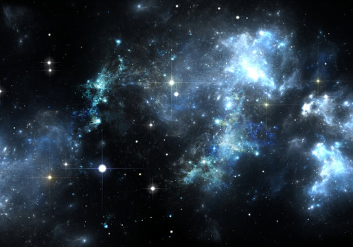 Blue nebula and stars. Space background