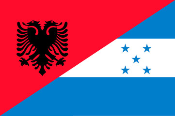 Waving flag of Honduras and Albania 