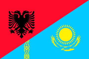 Waving flag of Kazakhstan and Albania 
