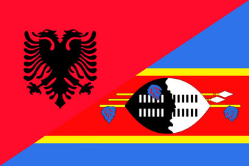 Waving flag of Swaziland and Albania 