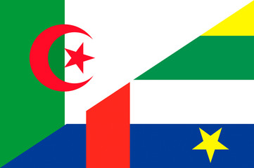 Waving flag of Central African Republic and Algeria 