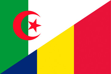Waving flag of Chad and Algeria 
