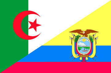 Waving flag of Ecuador and Algeria 