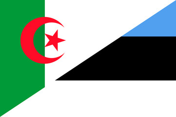 Waving flag of Estonia and Algeria 